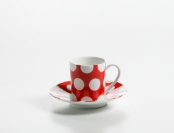 Šálek s podšálkem Polka Dot espresso, červený