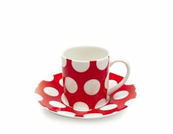 Šálek s podšálkem Polka Dot espresso, červený